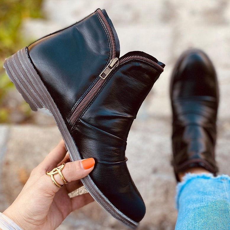 Women's Zip-Up Ankle Boots – Chic, Comfortable Everyday Style