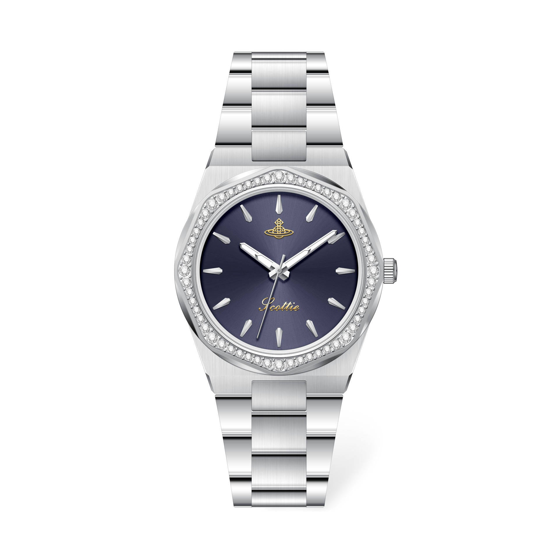 Watch in stainless steel with a hexagonal diamond design – Elegant and unique accessory