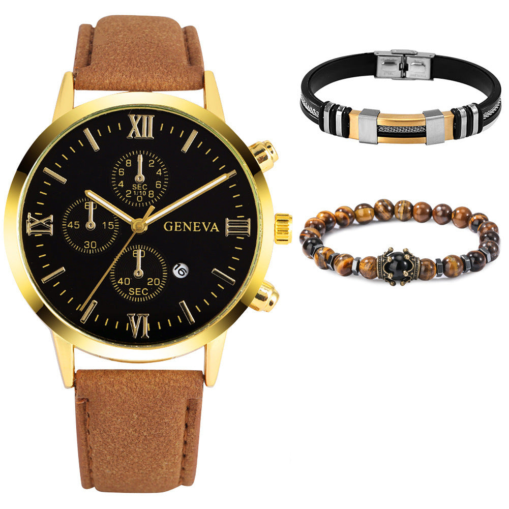Luxury Signature Quartz Watch Set with Leather Strap for Elegant Style