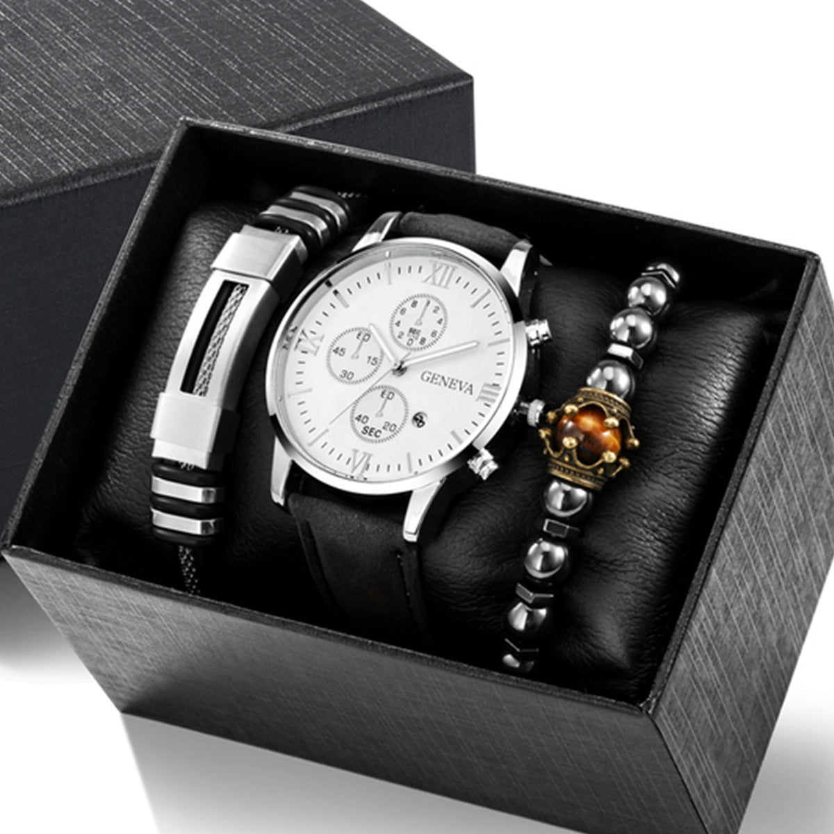 Luxury Signature Quartz Watch Set with Leather Strap for Elegant Style