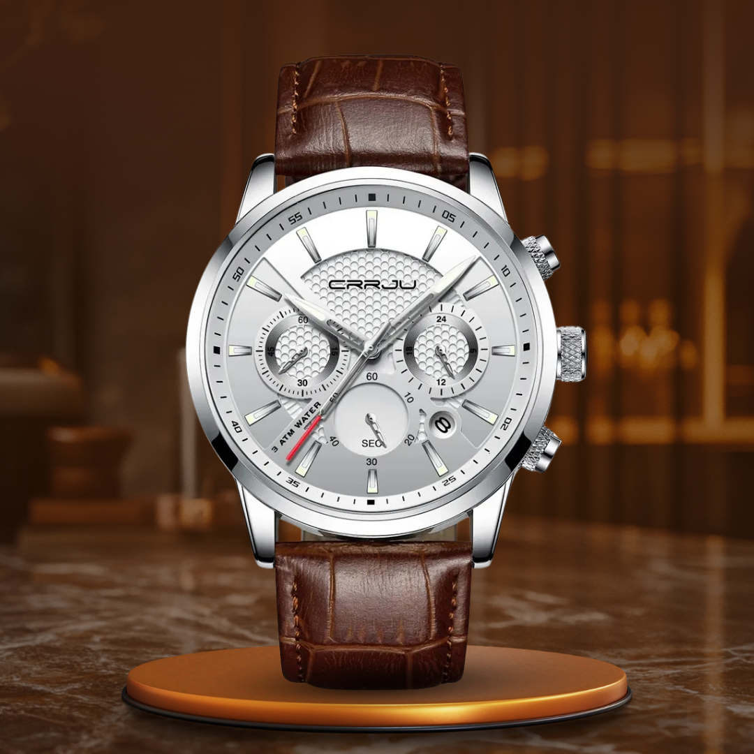 Elegant and trendy military leather watch