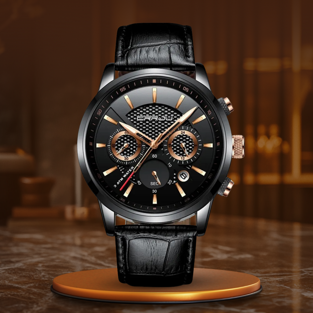 Elegant and trendy military leather watch