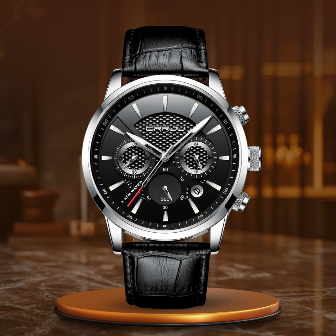 Elegant and trendy military leather watch