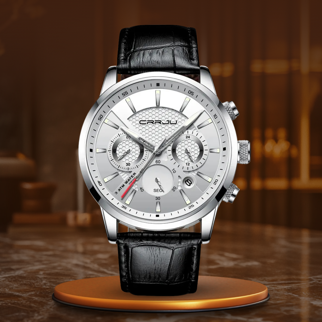 Elegant and trendy military leather watch