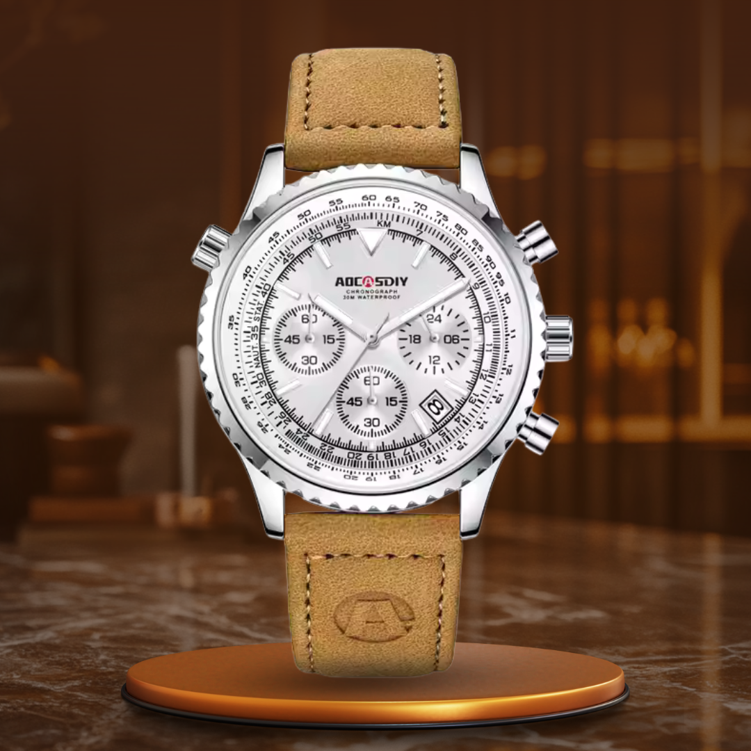 Luxury men's watch bracelet with chronograph and sophisticated features