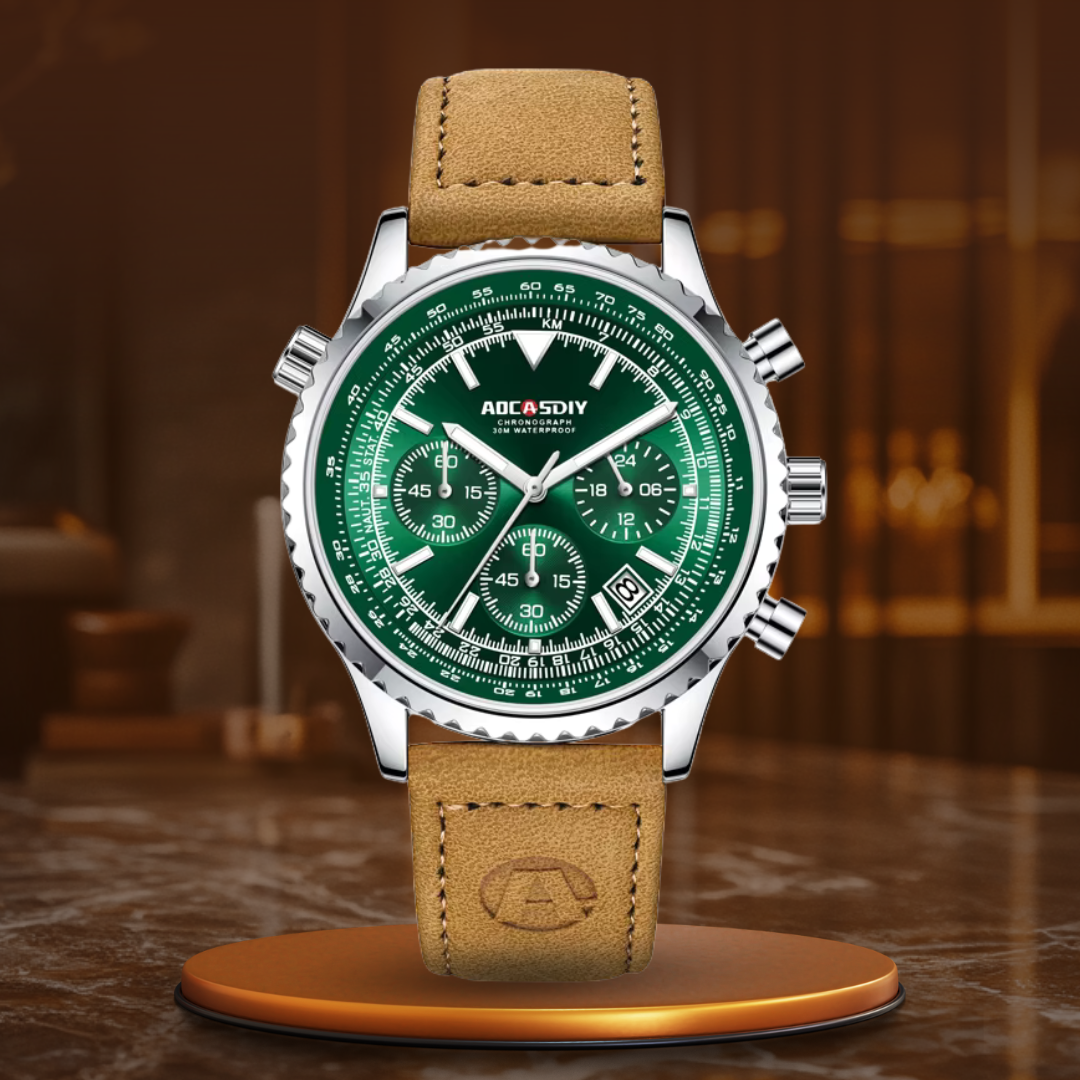 Luxury men's watch bracelet with chronograph and sophisticated features
