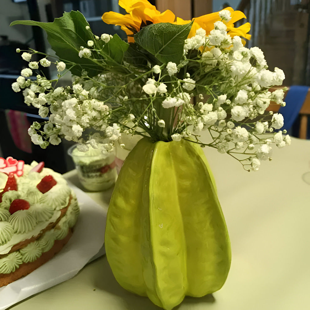 Nerithia - Handmade Ceramic Flower Vase in Elegant Starfruit Design