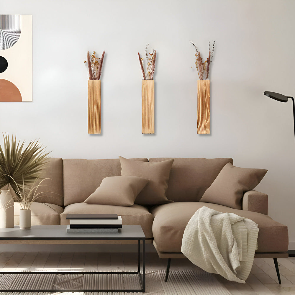 Nysaelle Wooden Wall Vase - Elegant Rectangular Plant Shelf 30 cm for Stylish Garden or Interior Decoration