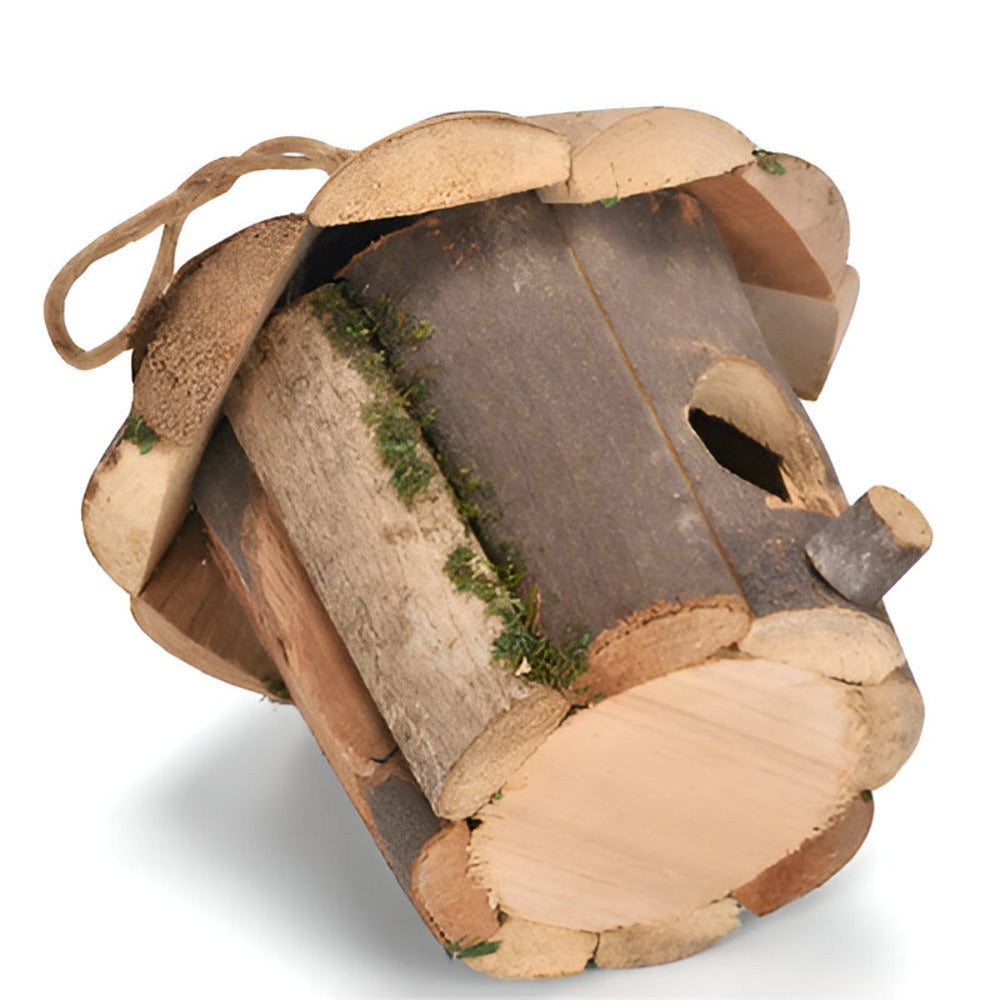 Domus - Charming Rustic Wooden Birdhouse with Hummingbird Design