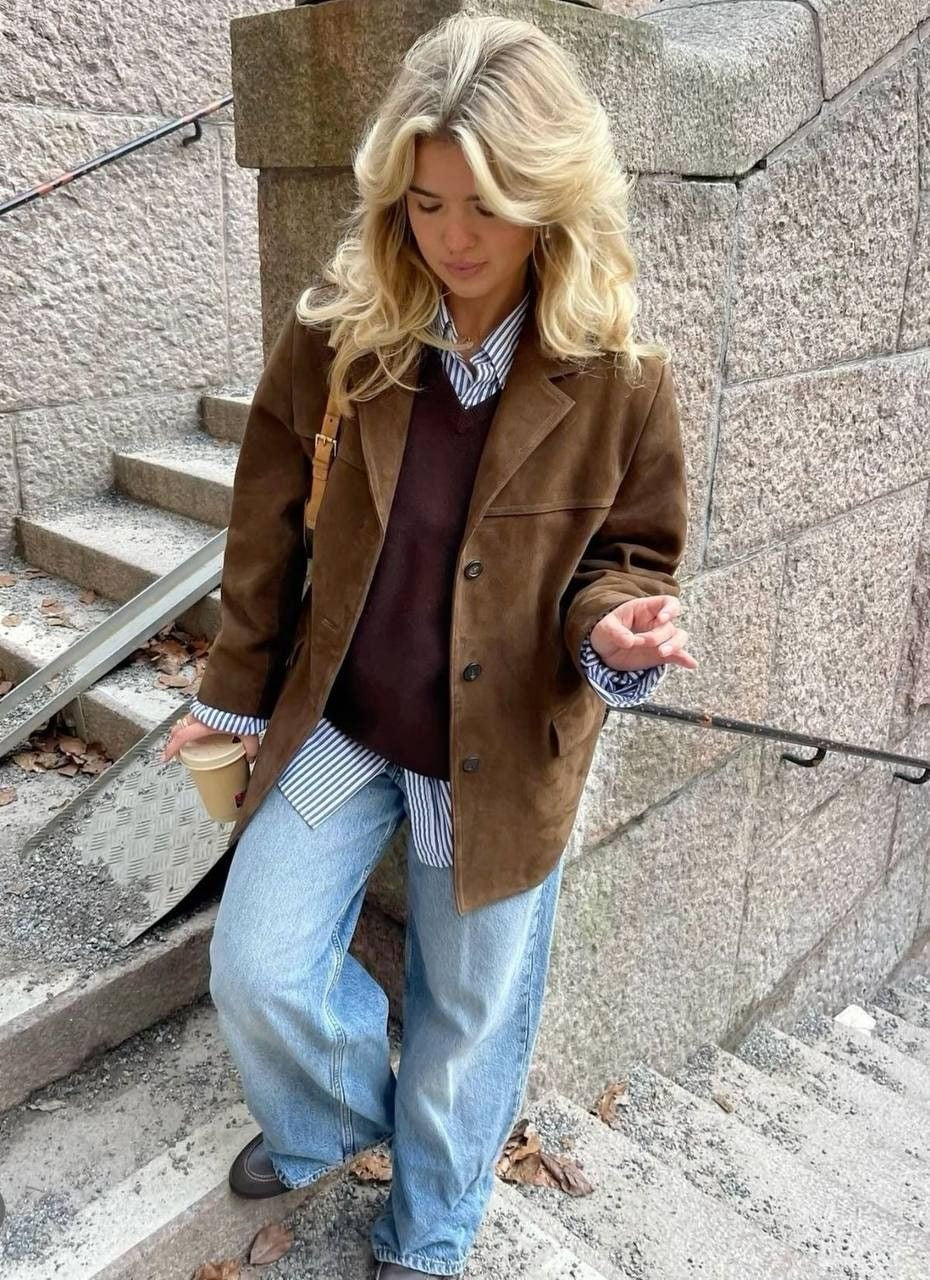 Elegant Suede Jacket for Autumn | Warm and Trendy - Fashionable Coat