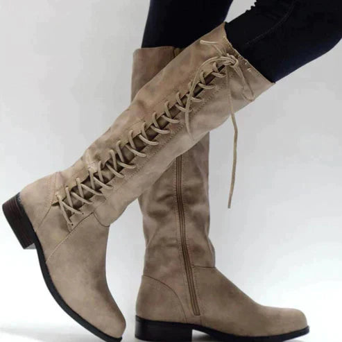 Women's Knee-High Lace-Up Boots - Chic, Comfortable & Versatile