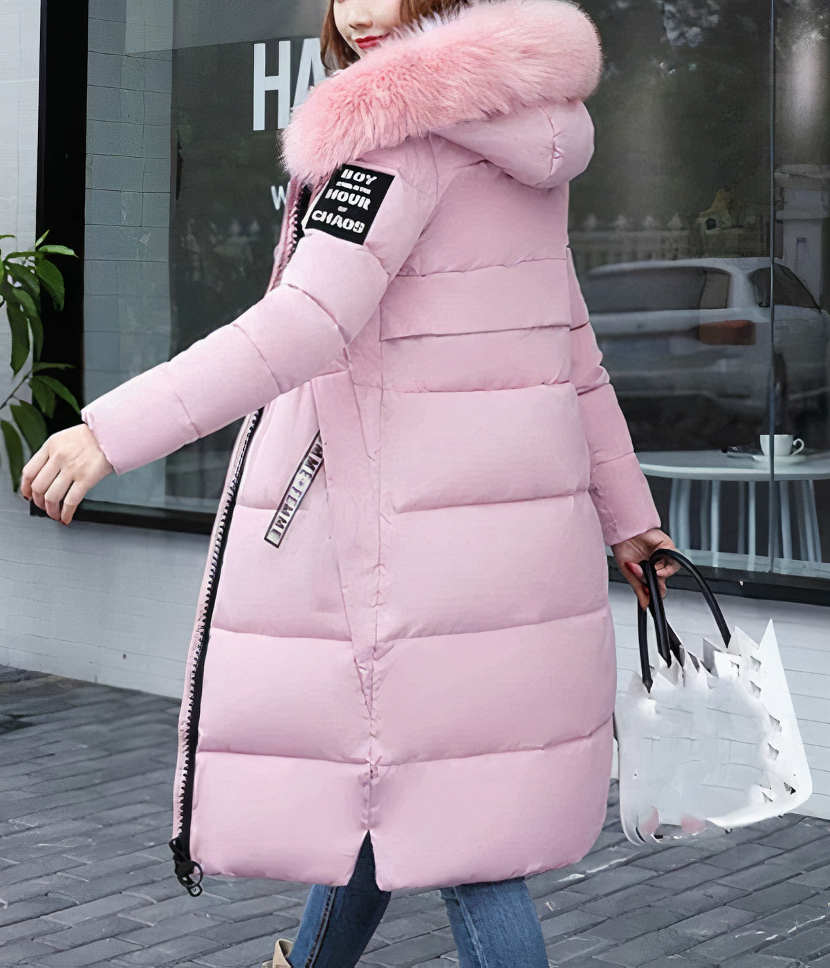 Joaquina | Elegant Long Coat with Fur Collar for a Sophisticated Style