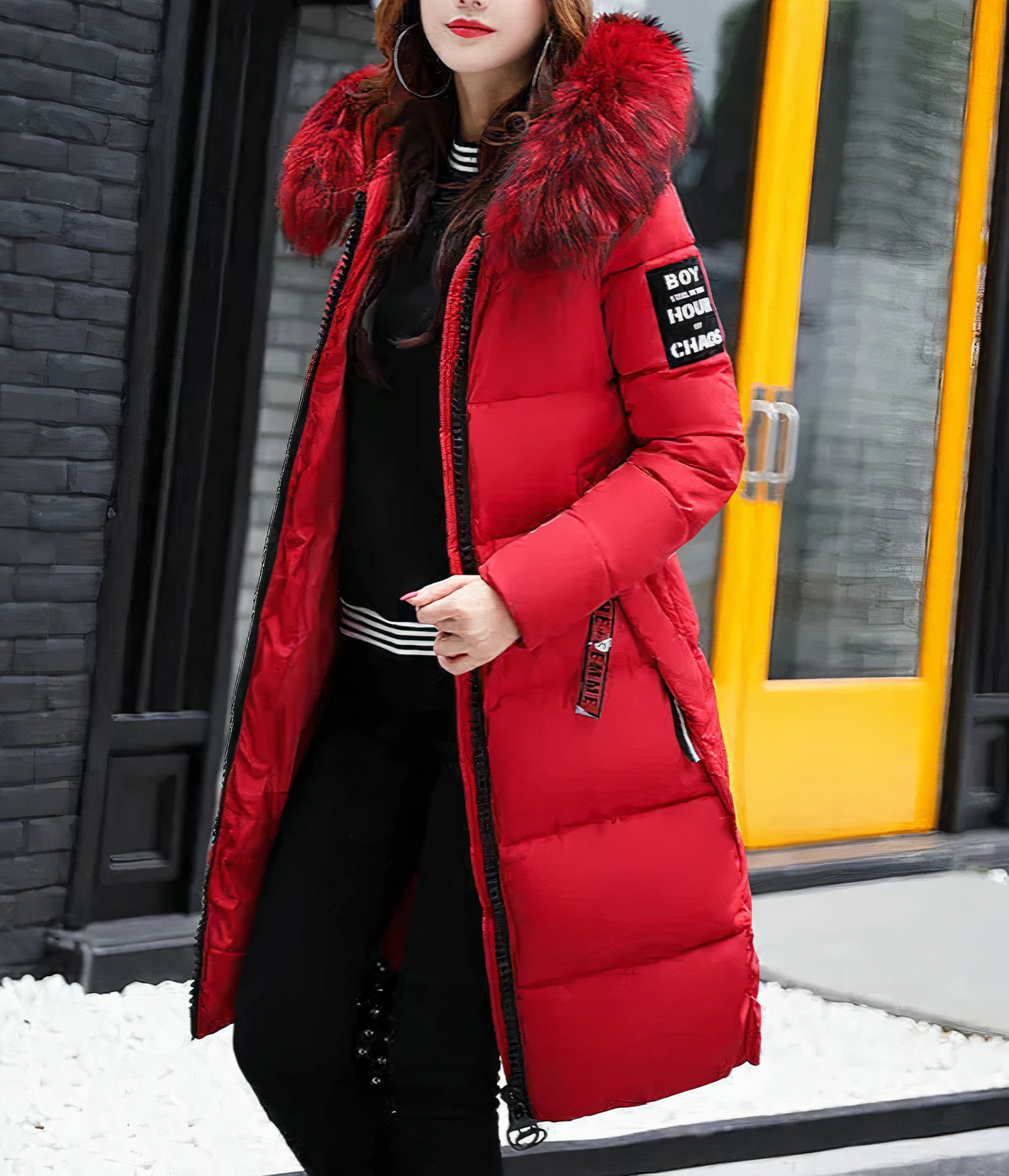 Joaquina | Elegant Long Coat with Fur Collar for a Sophisticated Style