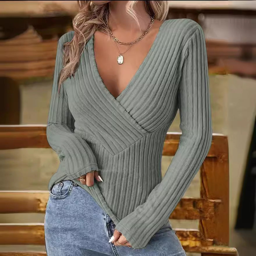 Stylish Women's Long Sleeve V-Neck Sweater for Comfortable Everyday Style
