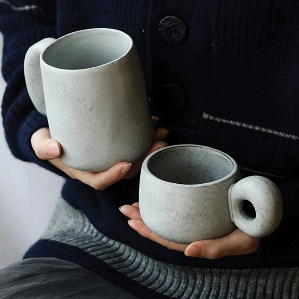 Handmade Stone Mugs Louv - Unique Ceramic Dishware for a Touch of Elegance