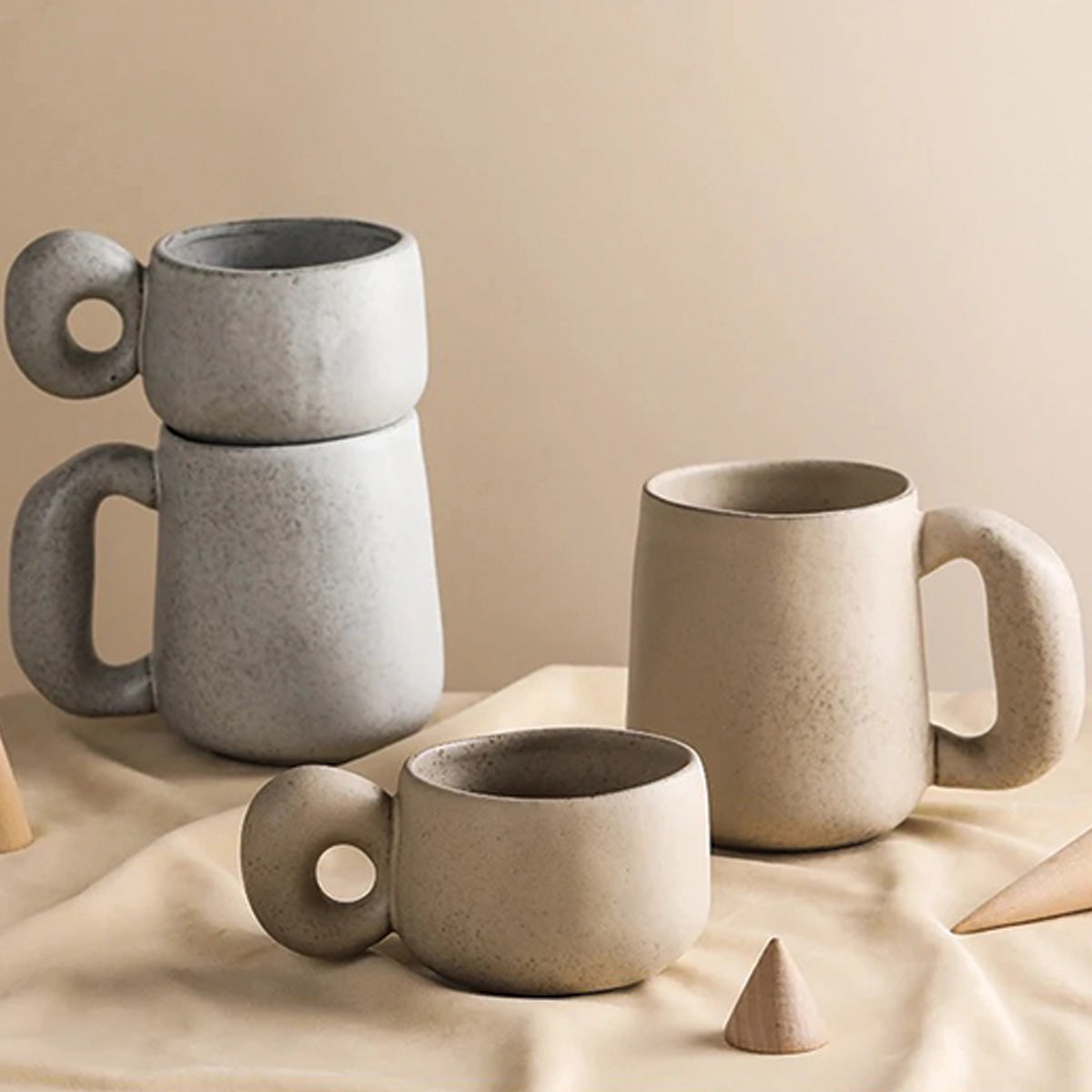 Handmade Stone Mugs Louv - Unique Ceramic Dishware for a Touch of Elegance