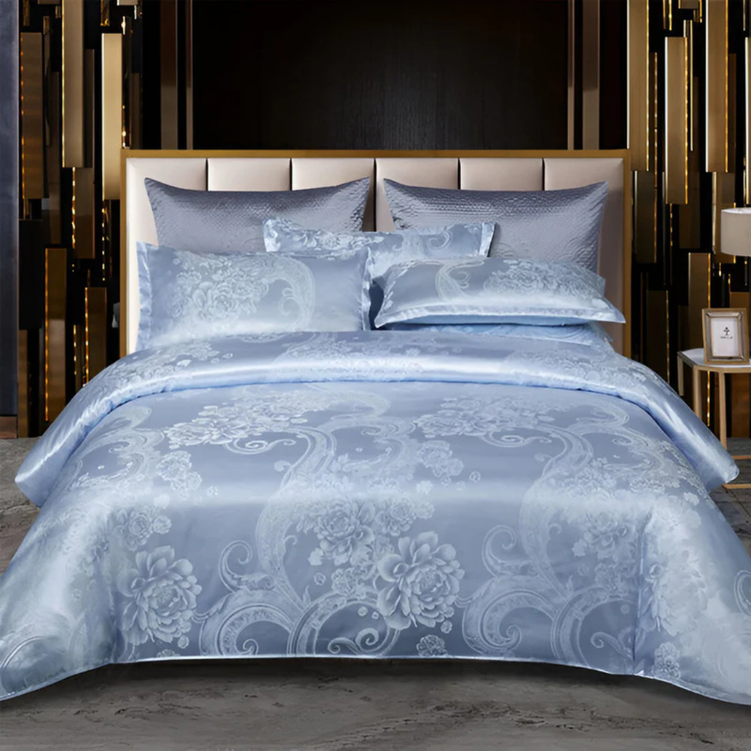 Elegant Satin Bed Cover with Jacquard Pattern ā Silky Soft, Breathable Bedding for Luxury Bedrooms