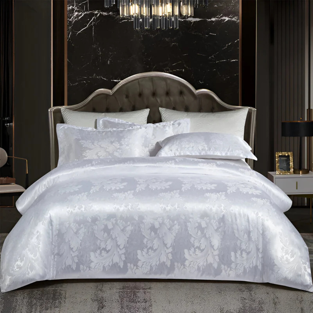 Elegant Satin Bed Cover with Jacquard Pattern ā Silky Soft, Breathable Bedding for Luxury Bedrooms