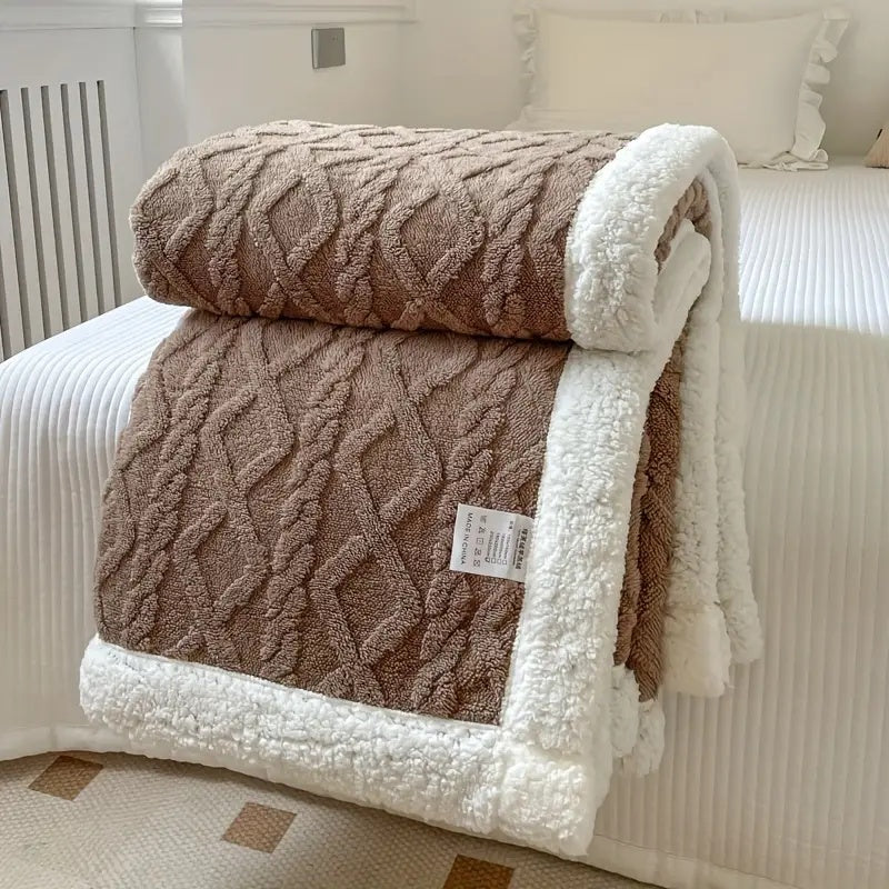 Soft Sherpa Fleece Blanket - Luxury Reversible Comforter for Warmth and coziness at Home and Outdoors