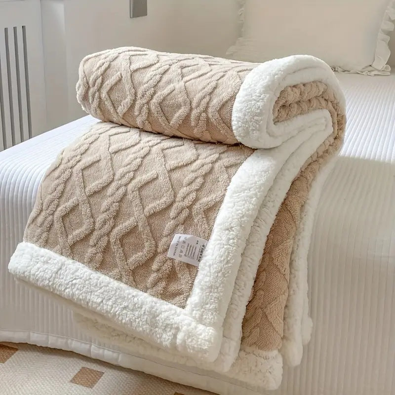 Soft Sherpa Fleece Blanket - Luxury Reversible Comforter for Warmth and coziness at Home and Outdoors