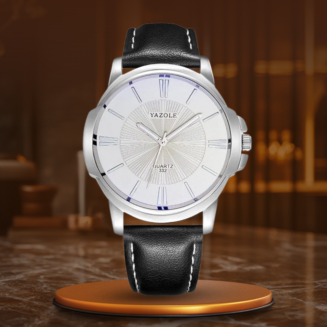 Blue glass watch with leather strap – Elegance and luxury for all occasions