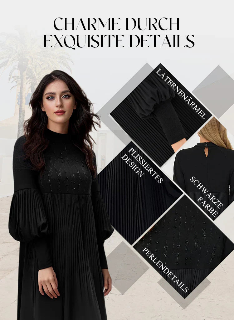 Marlene | Flattering Plus-Size Dress with Stand Collar and Lantern Sleeves