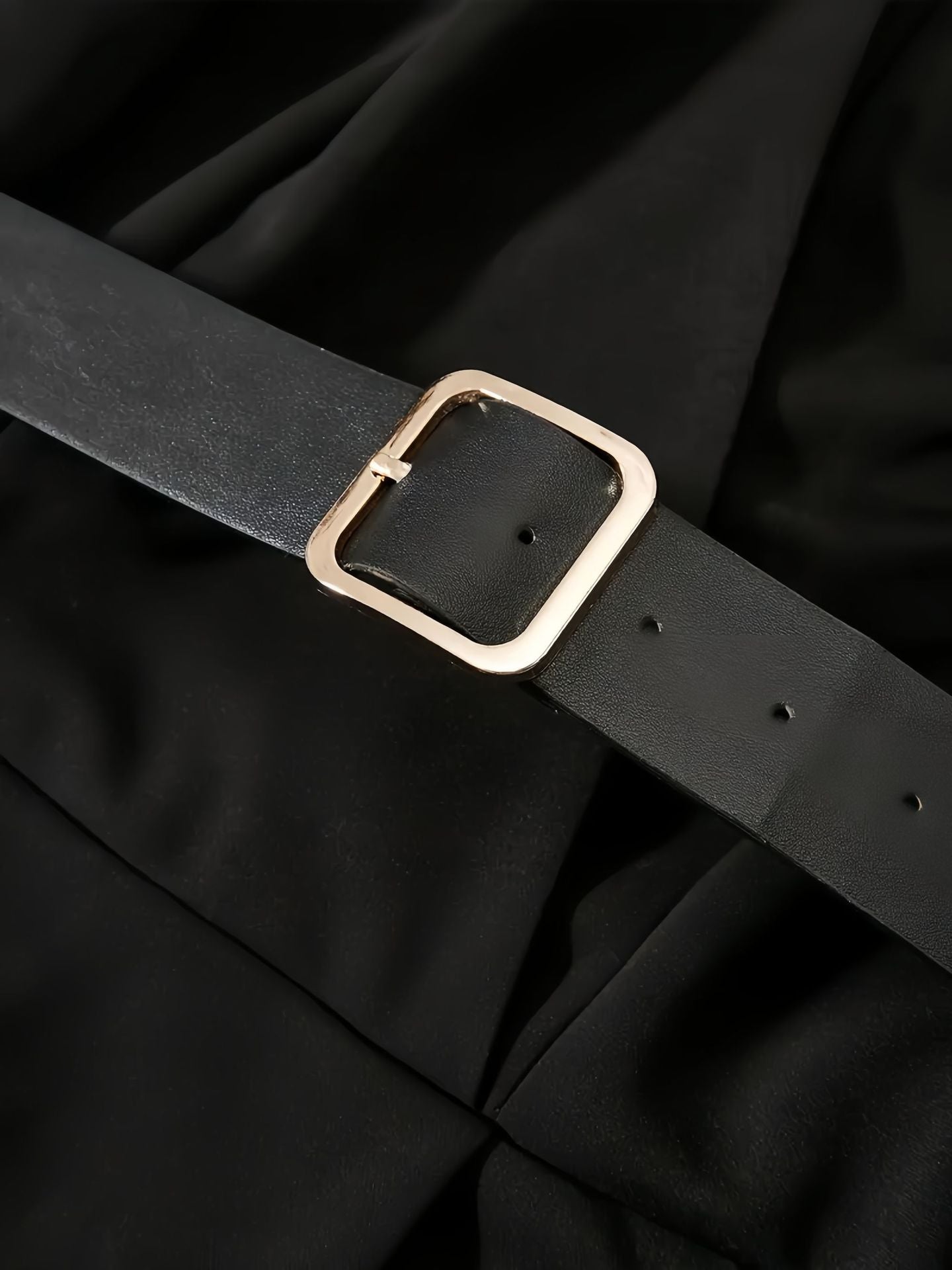 Natalia Belted Black Midi Dress - Elegant & Flattering