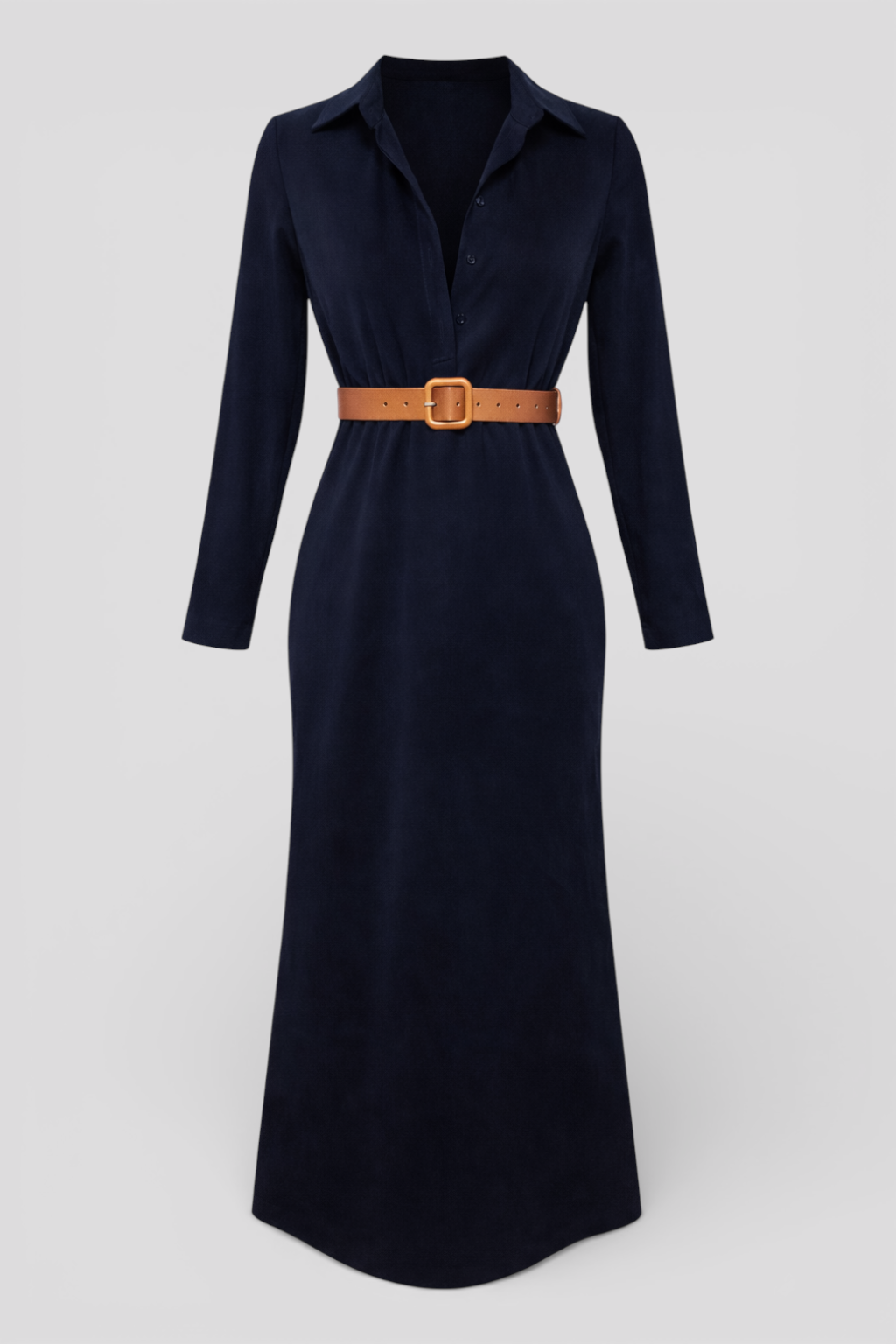 Simple and Elegant Maxi Polyester Dress with Bow Tie