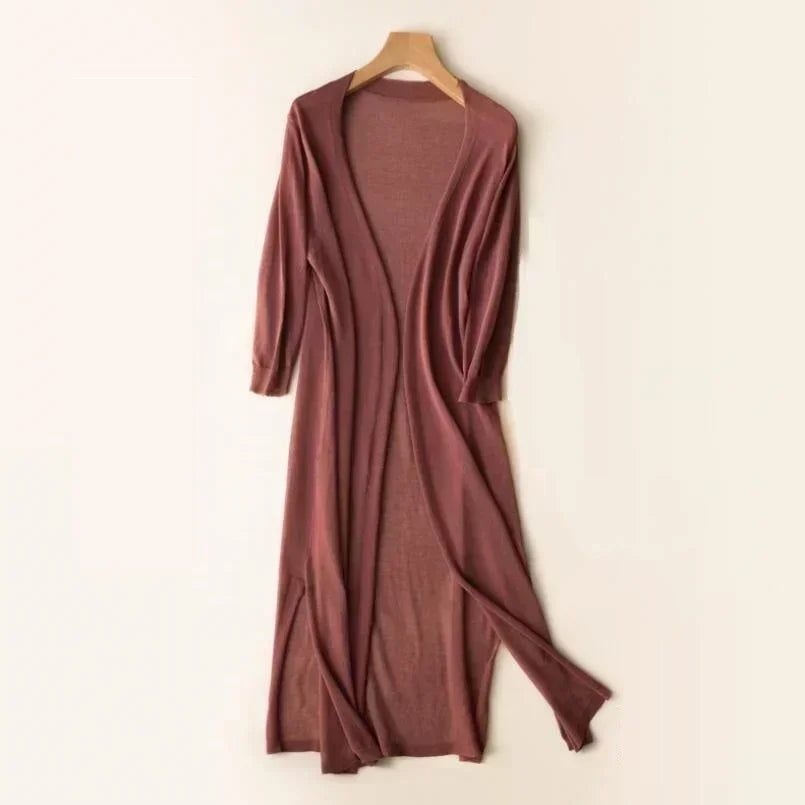 Elda Lightweight Long Cardigan for Women – Open-Front Sweater with Soft, All-Season Layering