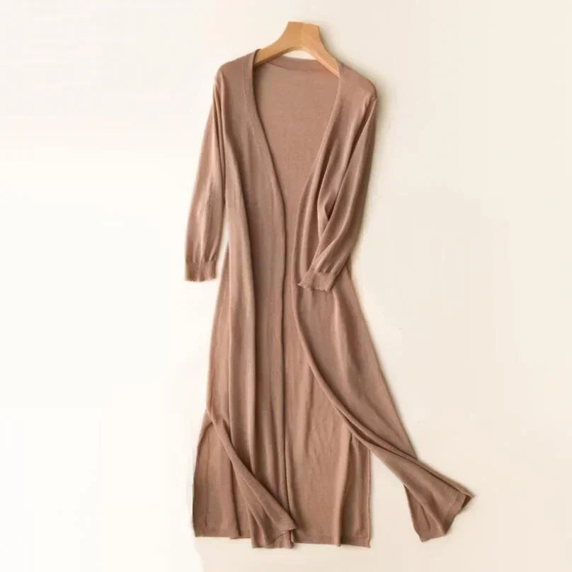 Elda Lightweight Long Cardigan for Women – Open-Front Sweater with Soft, All-Season Layering