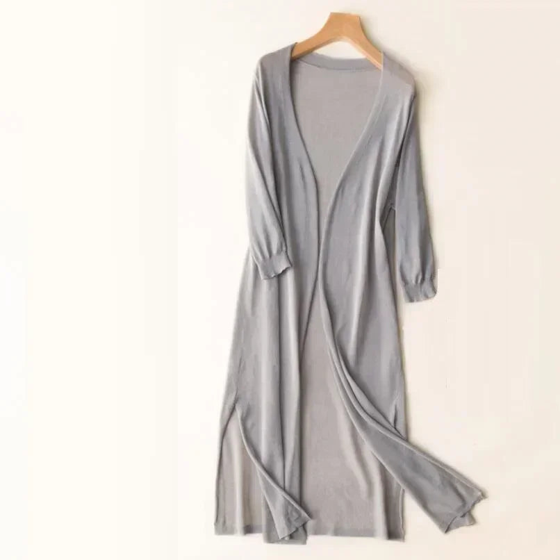 Elda Lightweight Long Cardigan for Women – Open-Front Sweater with Soft, All-Season Layering