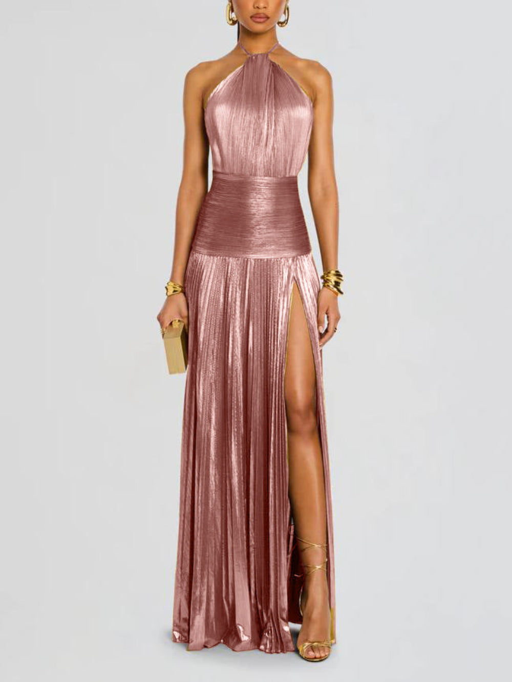 Thalia Metallic Maxi Dress in Peridot for an Elegant and Stunning Style