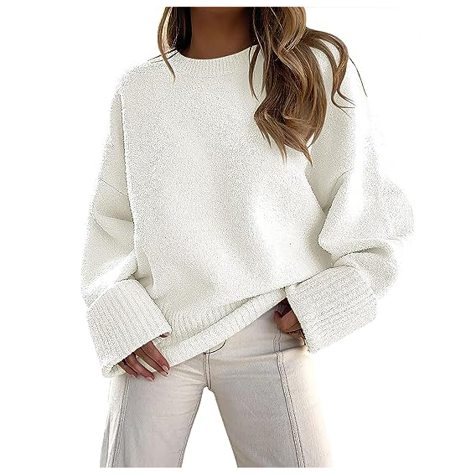 Ultra-Cozy Oversized Fuzzy Knit Pullover Sweater