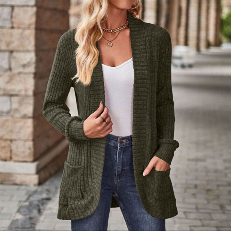 Cozy Lightweight Long-Sleeve Open-Front Cardigan – Effortless Everyday Layering