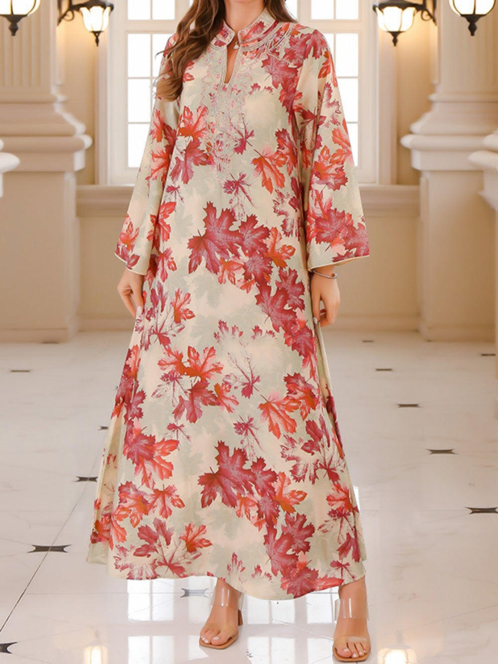 Long Leaf Patterned Dress - Guaranteed Elegance and Comfort