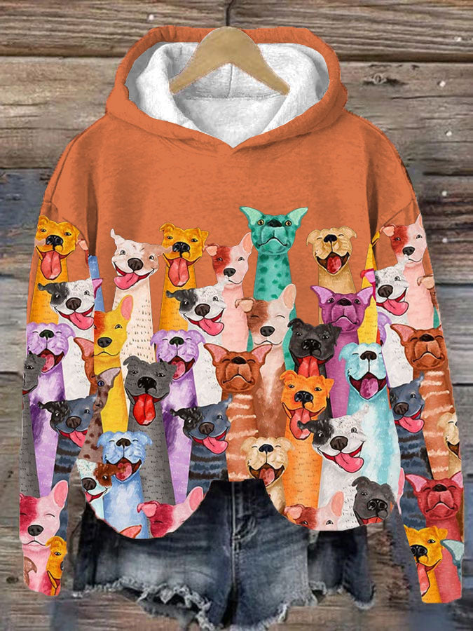 Colorful Dog Motif Hoodie for Women – Stylish Comfort and Animal Love