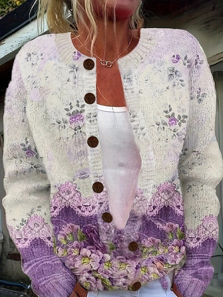 Shirley - Elegant Vintage Floral Cardigan for a Refined Style