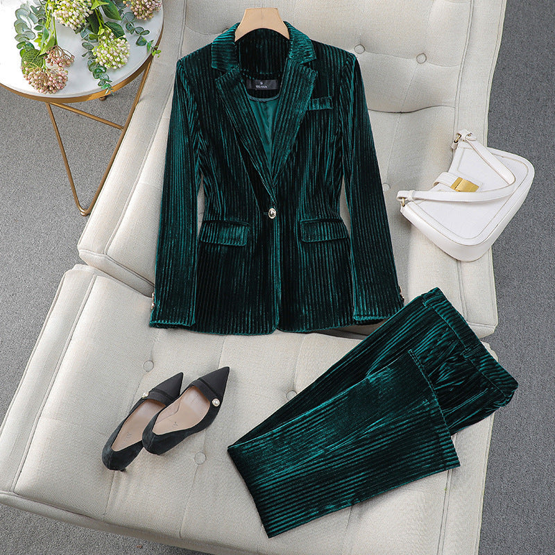 Grace | Women's Casual Tailoring Suit Set with Long Blazer