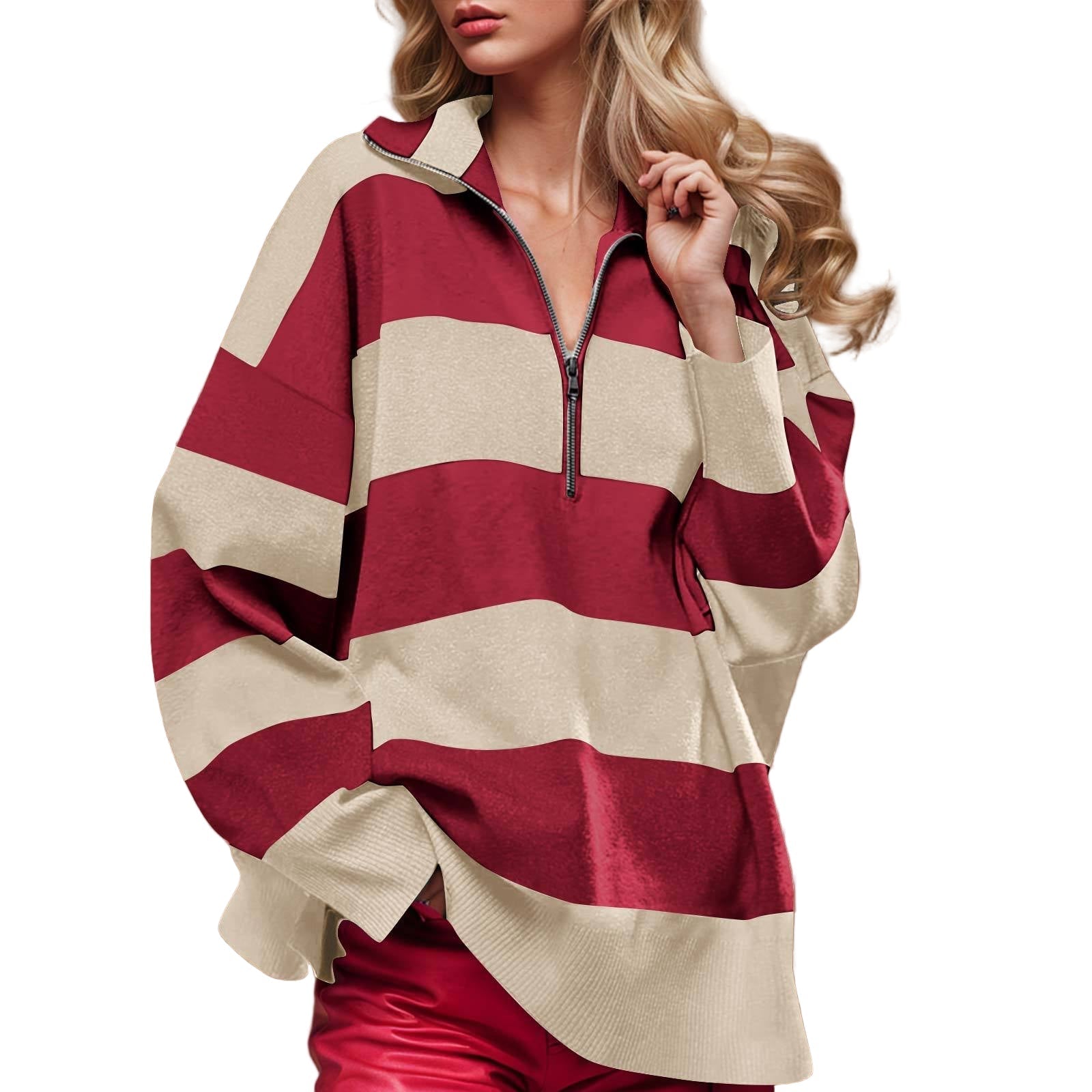 Cozy Long-Sleeve Half-Zip Pullover Sweater