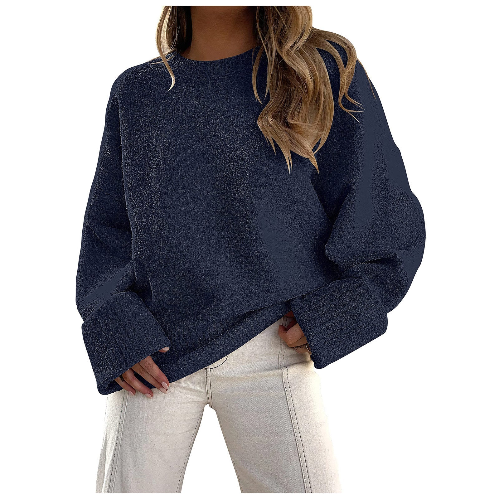 Ultra-Cozy Oversized Fuzzy Knit Pullover Sweater