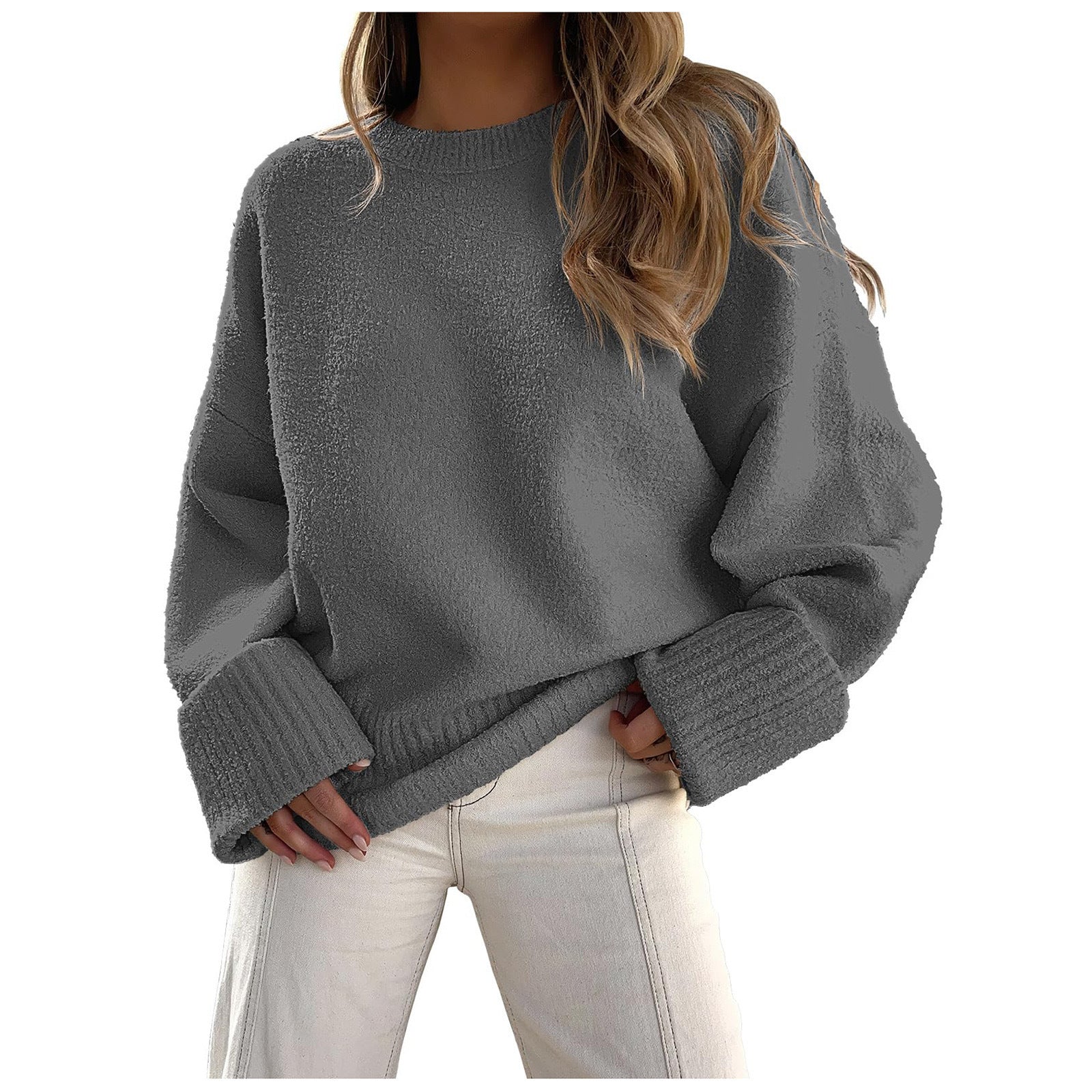 Ultra-Cozy Oversized Fuzzy Knit Pullover Sweater
