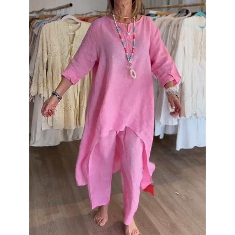 Two-Piece Washable Breathable Cotton Set for Comfort and Style