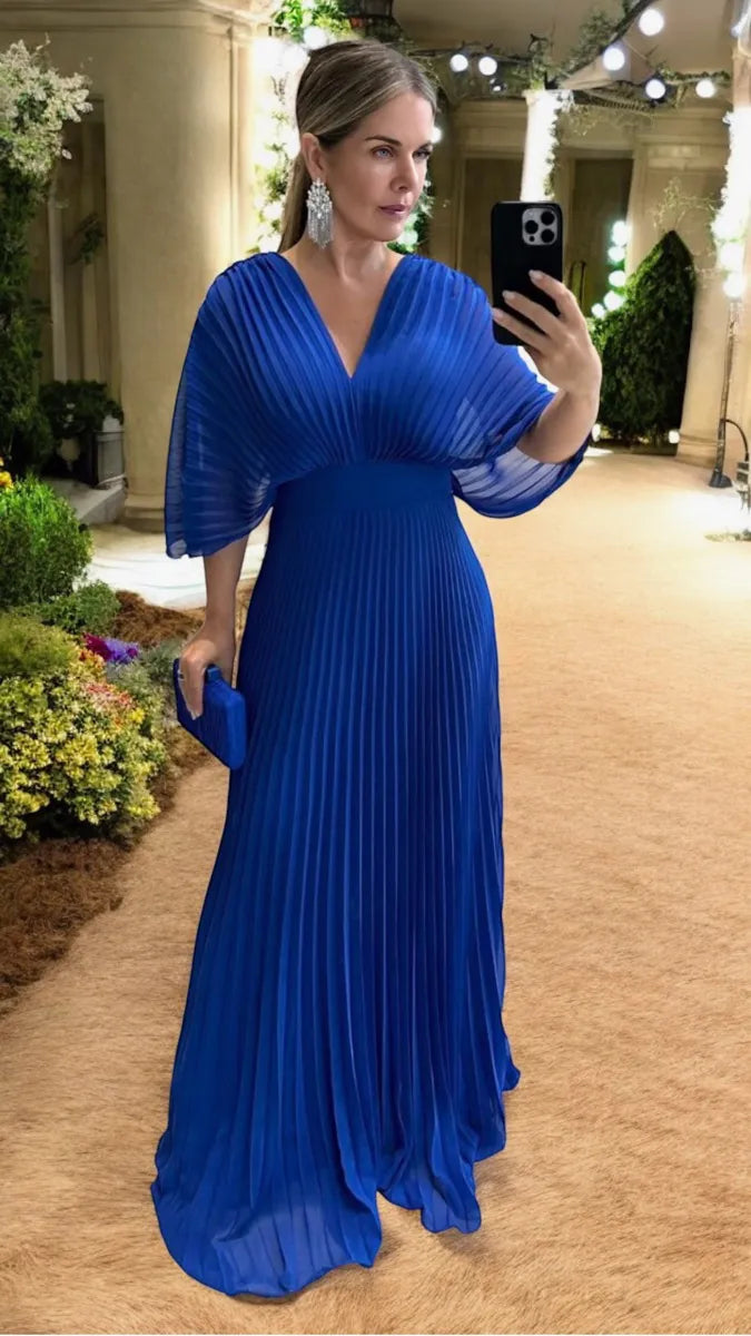 Paya | Sophisticated V-Neck Midi Dress for Effortless Elegance