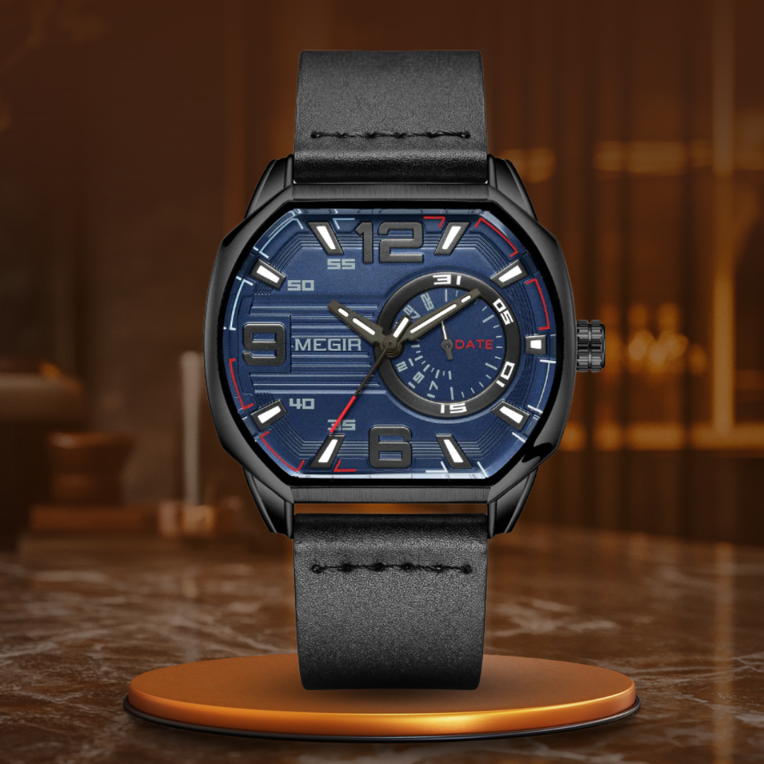 Luxury high-end leather sports watch