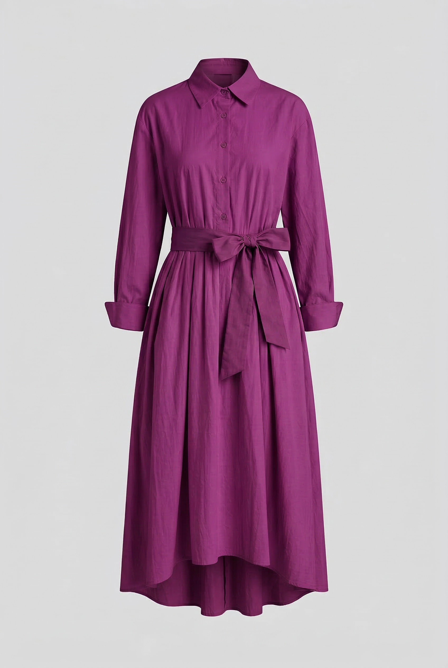 Elegant Maxi Dress with Shirt, Long Sleeves, and Tie