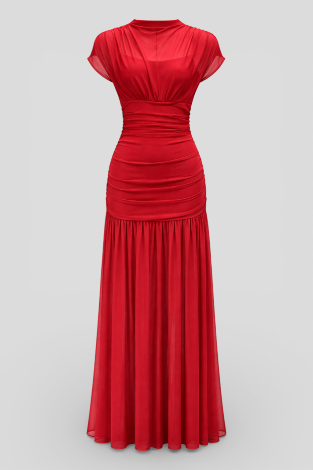 Elegant Brown Pleated Mesh Bodycon Dress