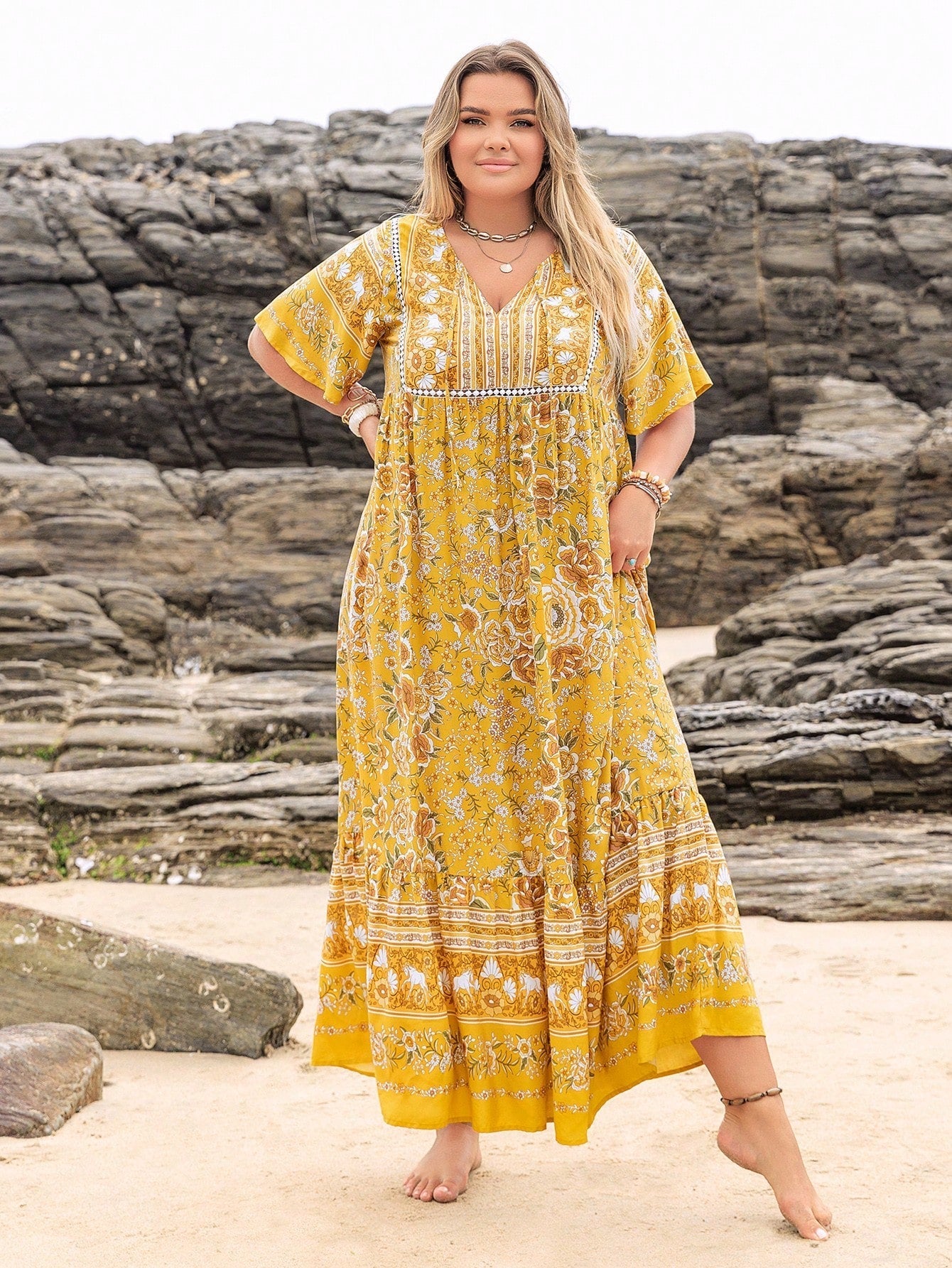 Boho Floral Maxi Dress – Effortlessly Chic for Plus Size