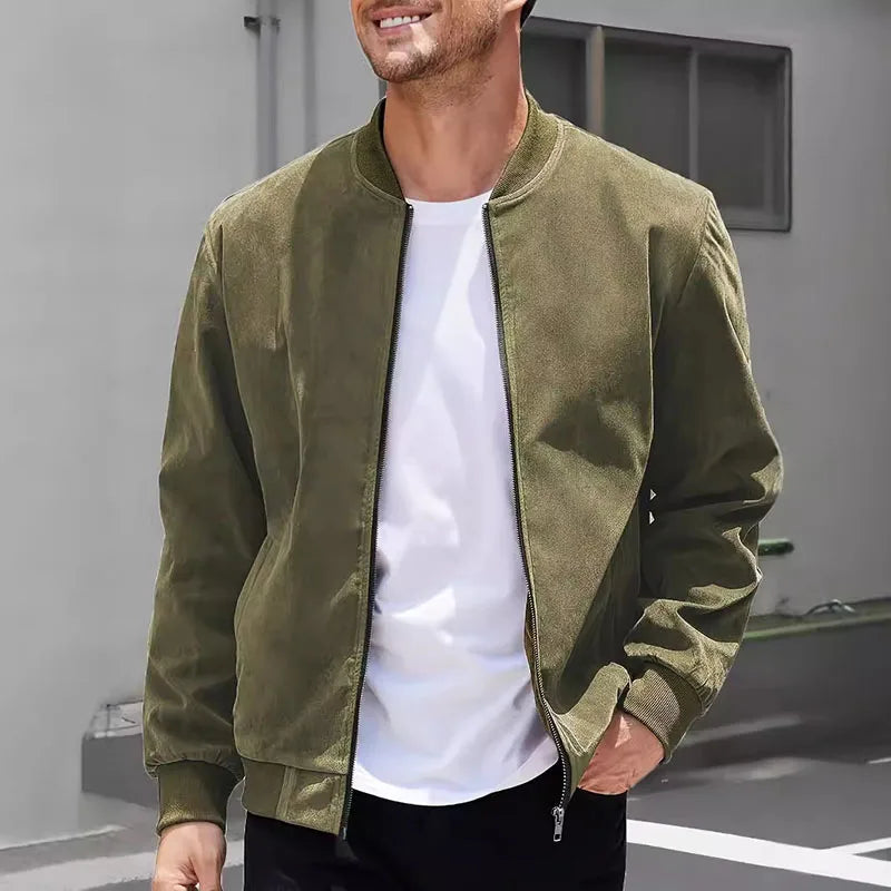 Marc Romano Suede Bomber Jacket for an Elegant and Trendy Style