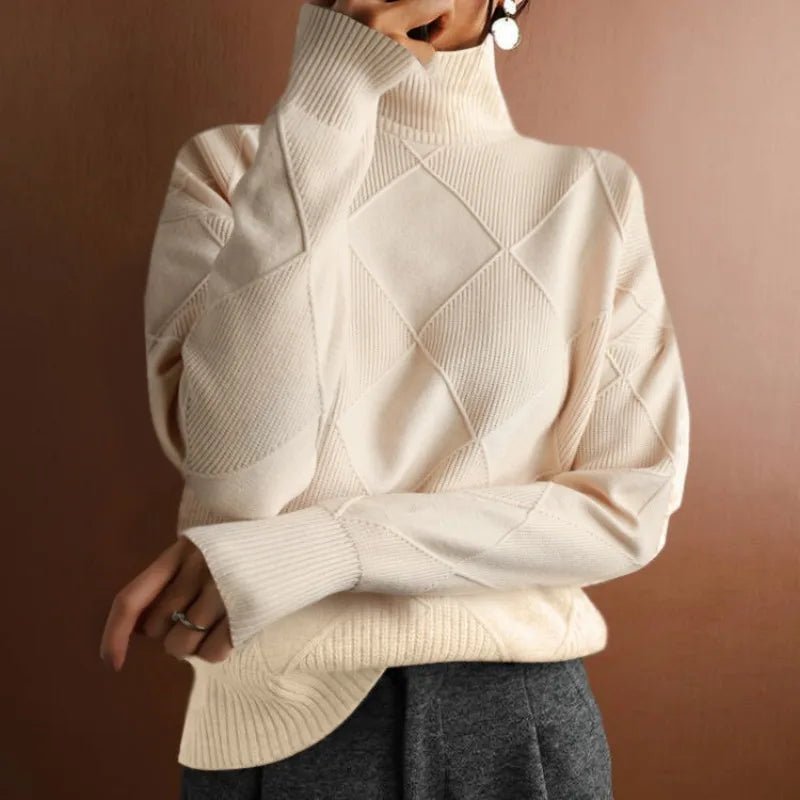 Stylish women's sweater with high collar for maximum comfort