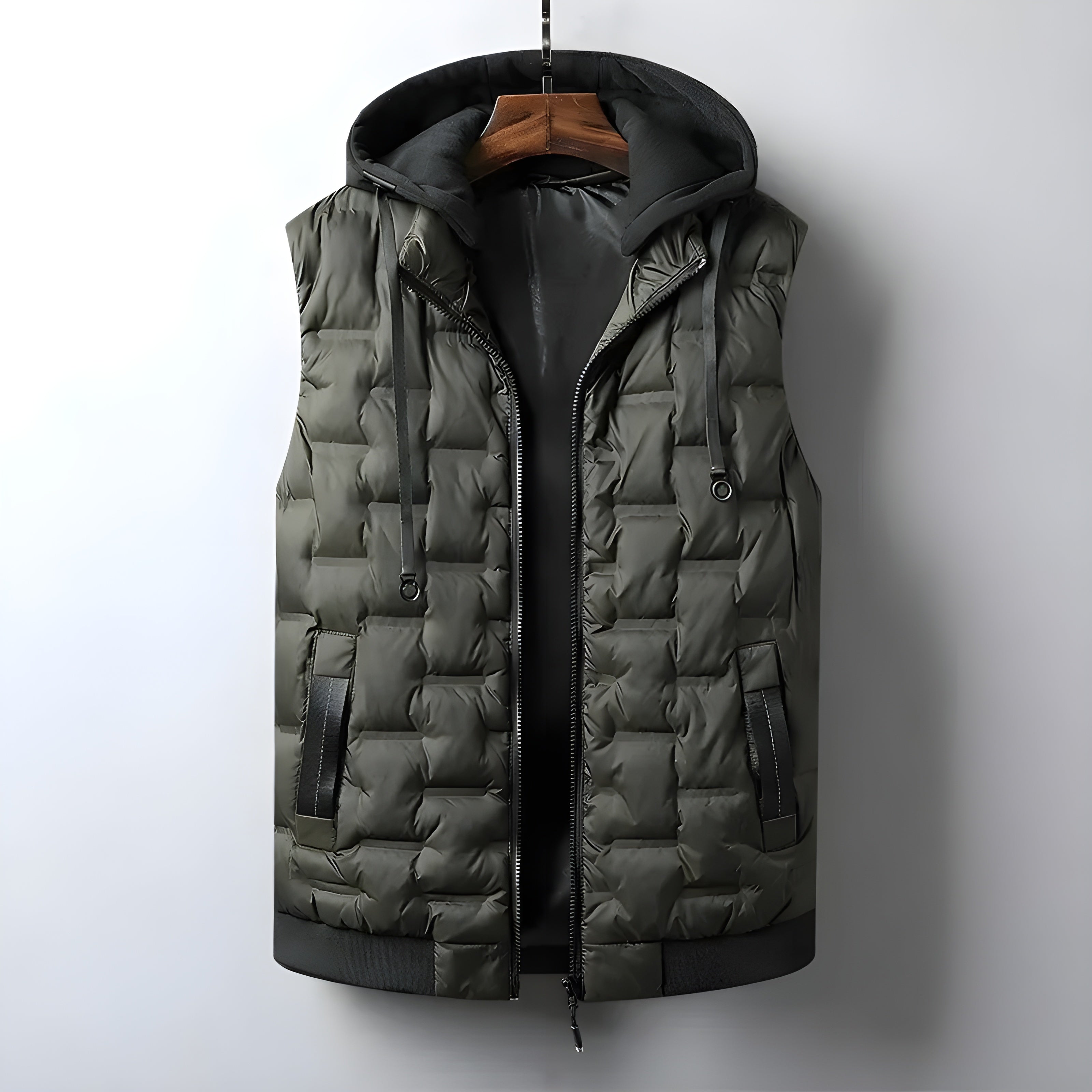High-Insulation Thermo-Grid Hooded Vest Ultra-Comfortable